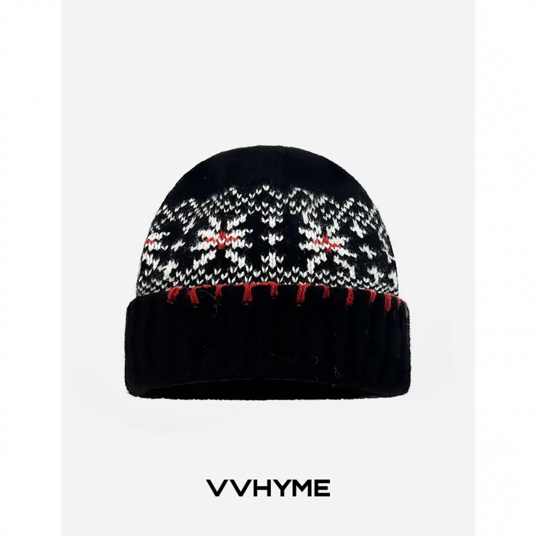 VVHYME 北欧风提花复古费尔岛羊毛针织帽