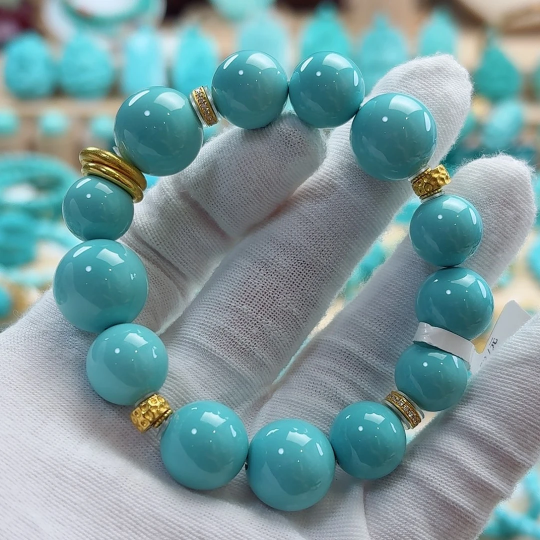 绿松石18K金镶嵌珠宝奇石