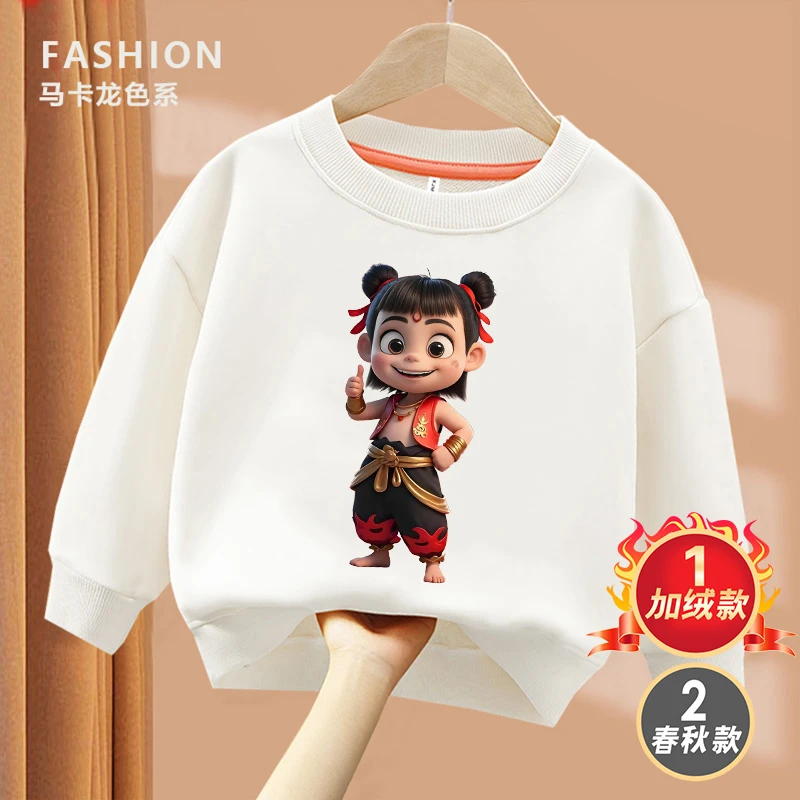 点赞哪吒 喜居麦亲子儿童圆领棉长袖卫衣男女童儿童春秋季出游ins