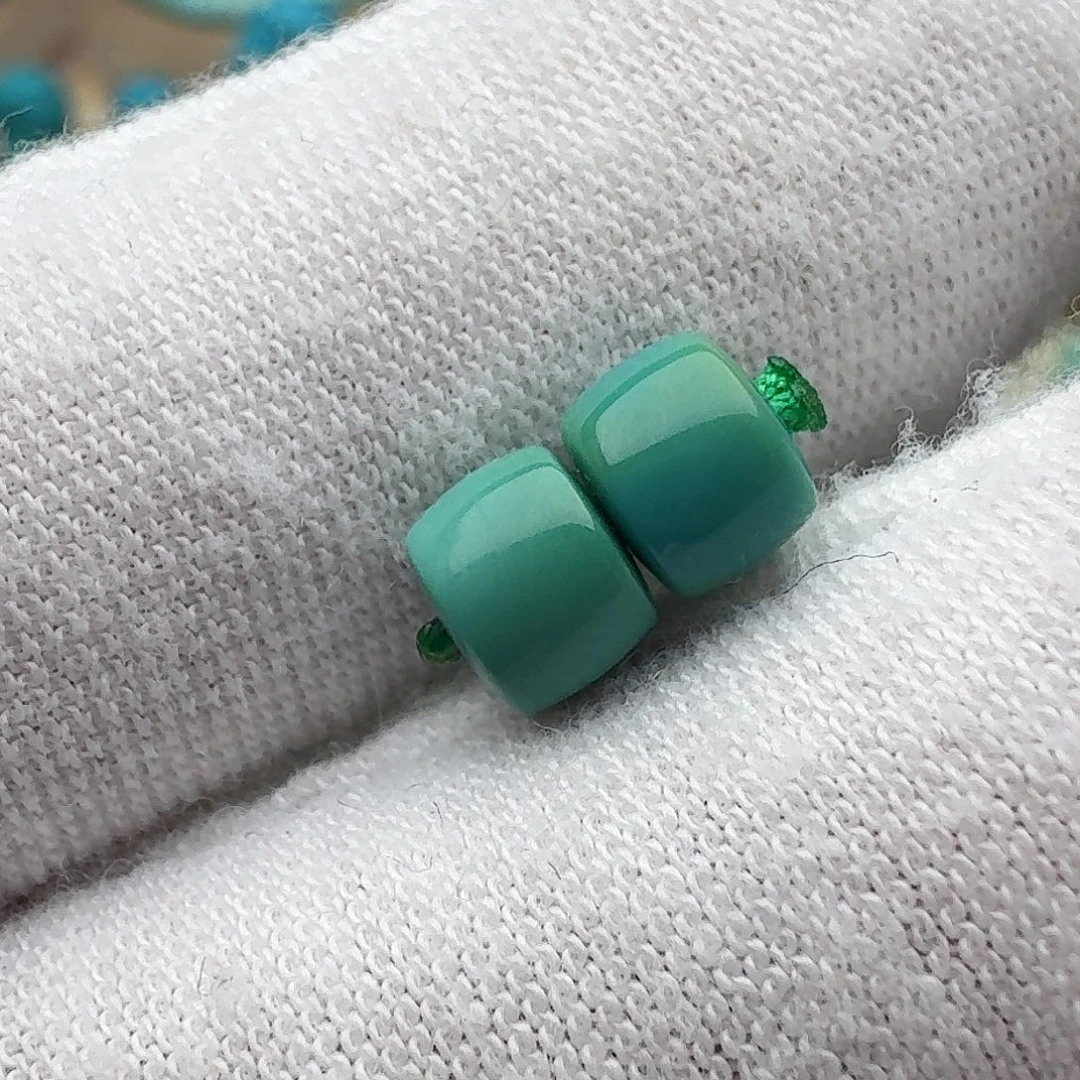 绿松石未镶嵌直切对珠5.9