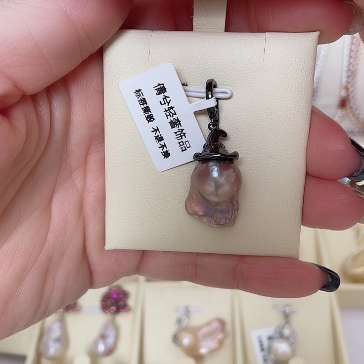 吊坠(赠链)淡水珍珠合金枪黑色万能扣魔法帽