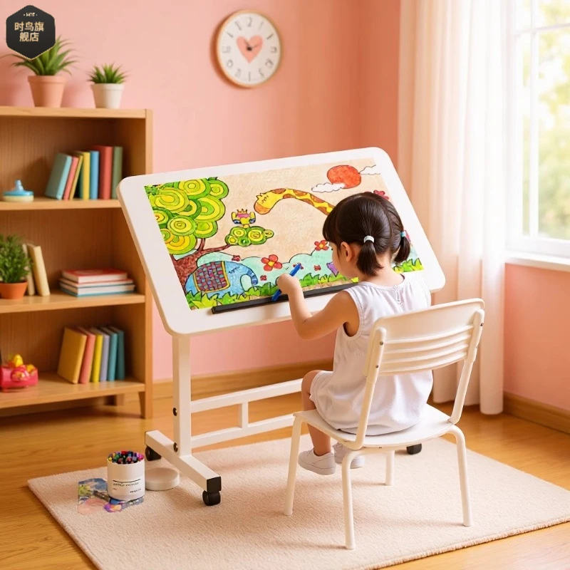 儿童画板可移动升降学习桌折叠书桌家用电脑桌卧室床边桌简易桌子