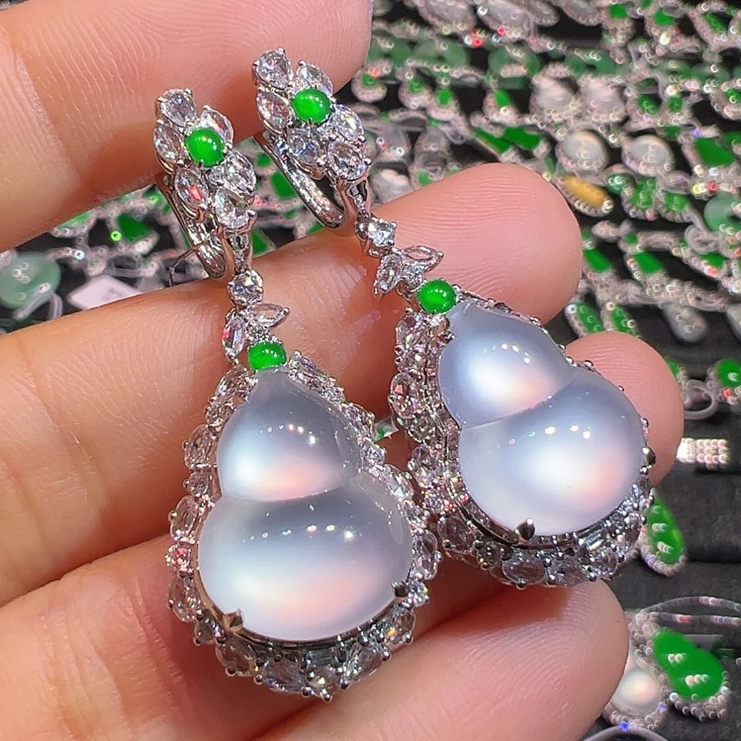 翡翠耳饰18K金镶嵌翡翠