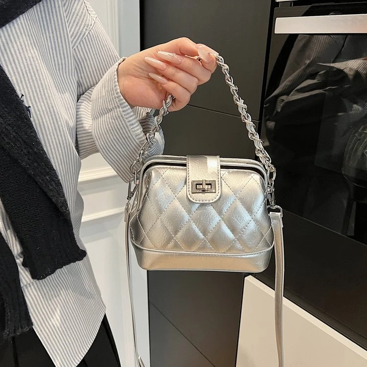 潮流小香风菱格链条贝壳包2025新款韩版高级感时尚单肩包简约女包