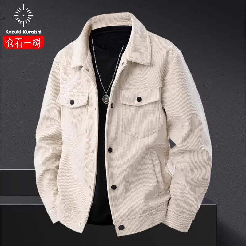 仓石一树灯芯绒男士夹克春秋季翻领商务休闲上衣新款韩版帅气外套