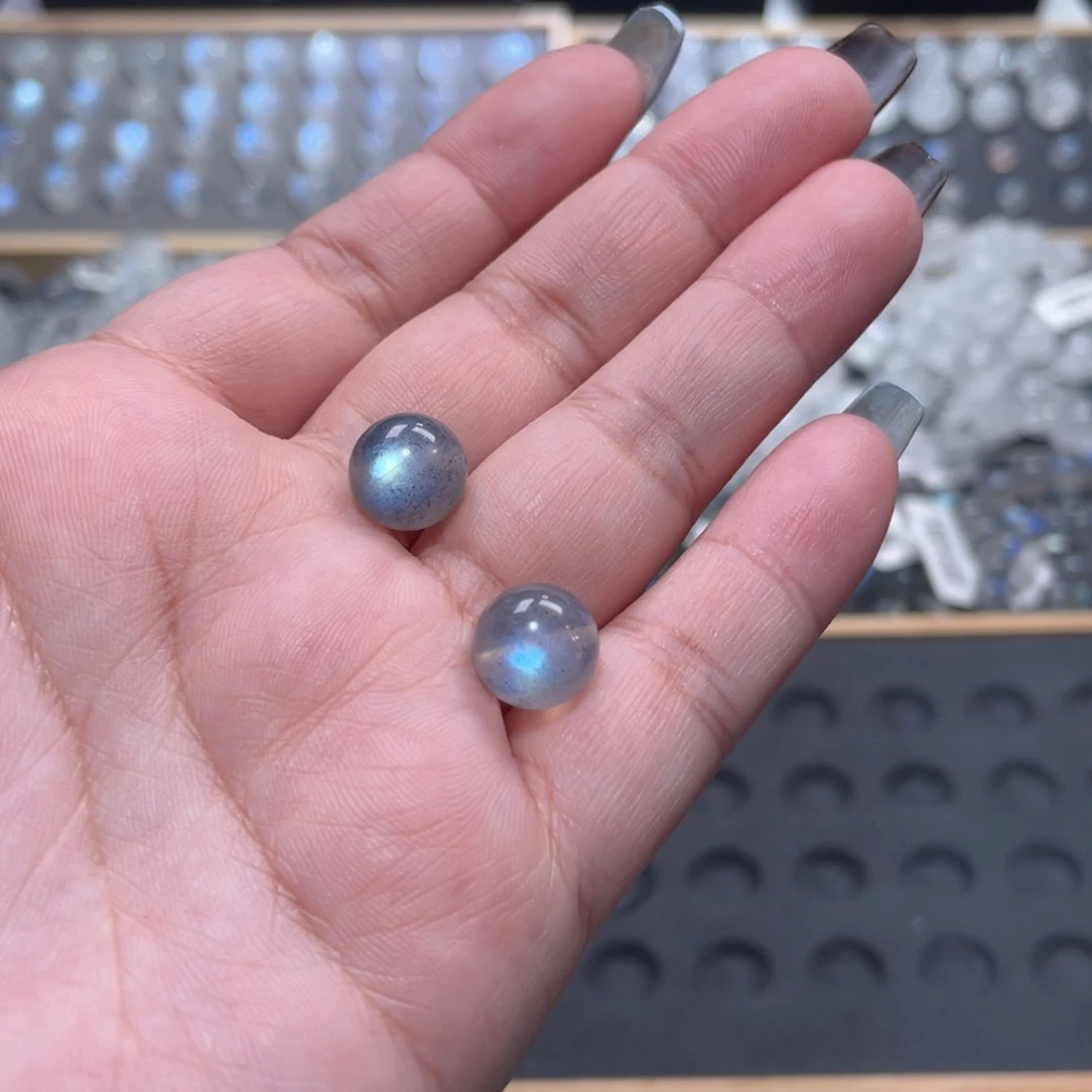 呱***呱长石裸石灰月光单珠直径10mm2颗