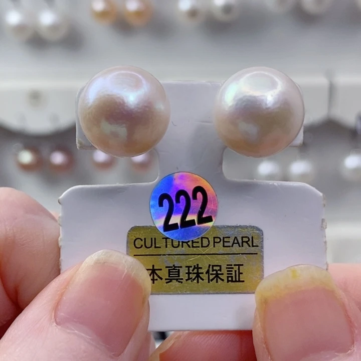 耳饰淡水珍珠银S925镶嵌12+A