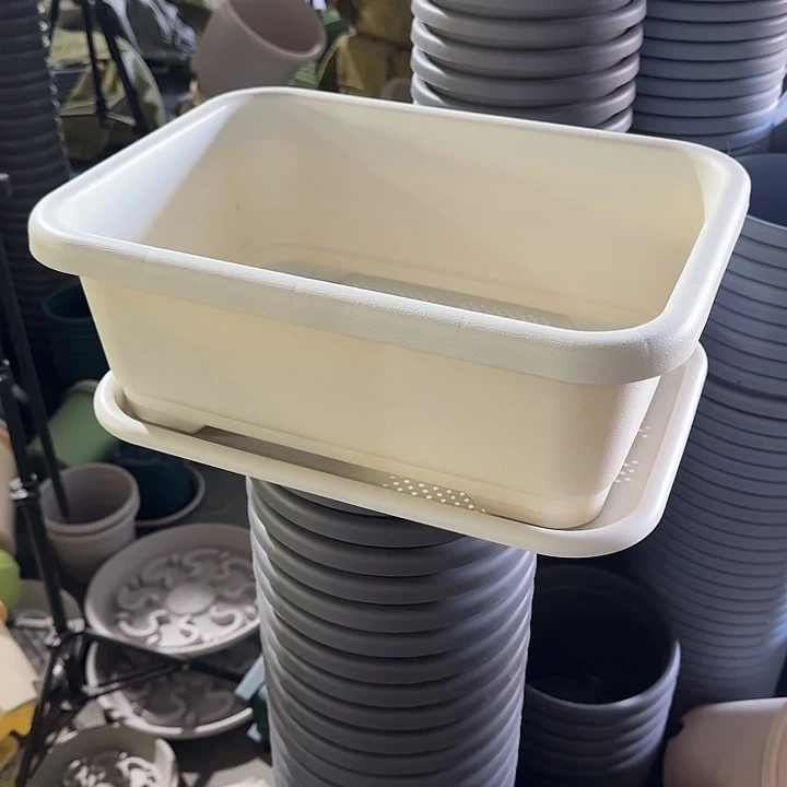 新款长菜盆3个带托米色