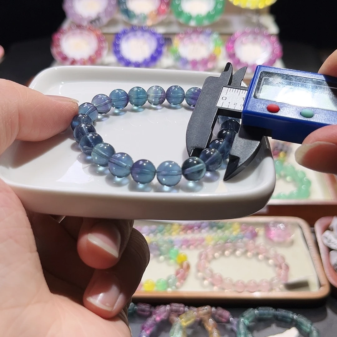 未镶嵌萤石手链鬼蓝色单圈8加