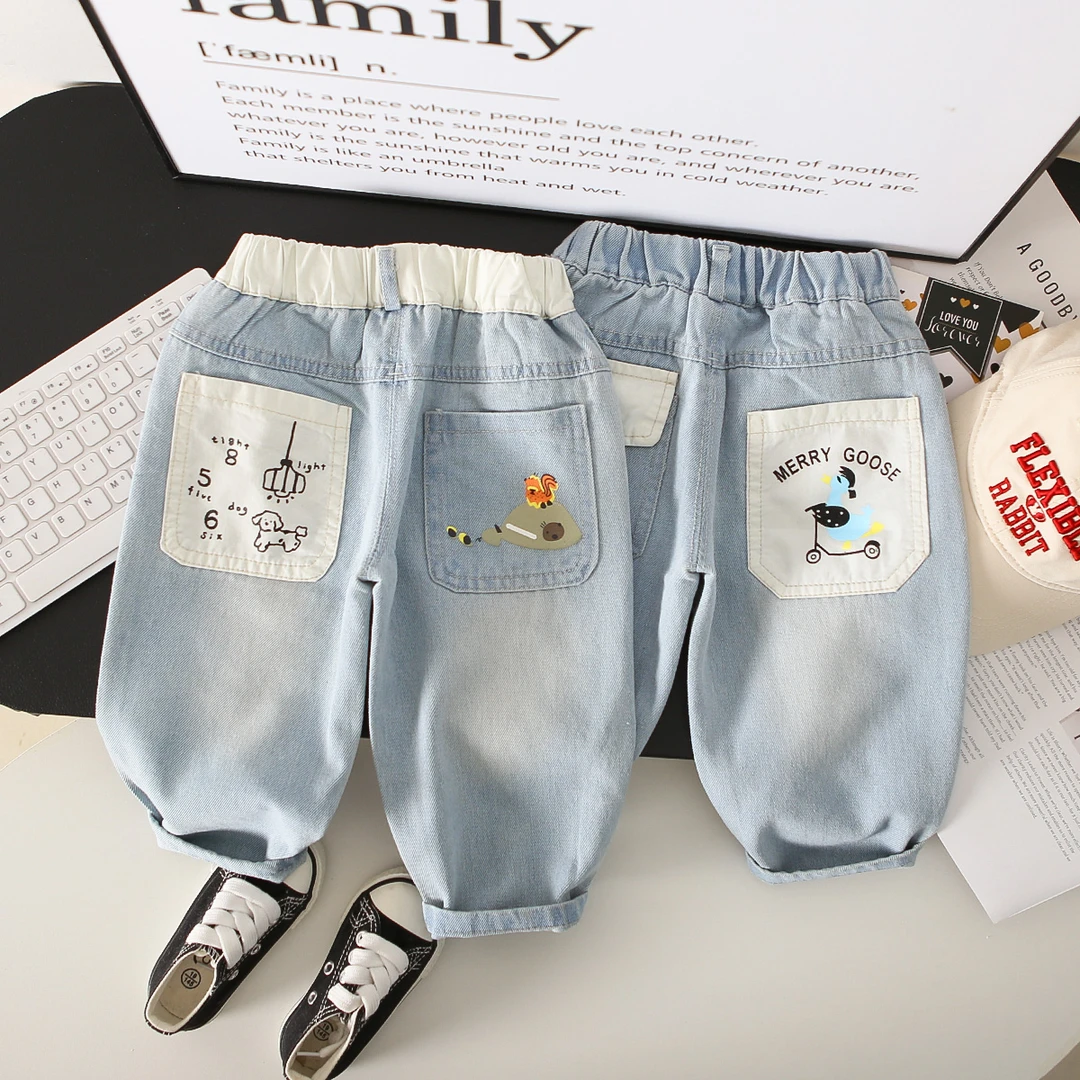 男童牛仔裤春秋款洋气儿童薄款休闲裤韩版小童潮酷男孩童装长裤子