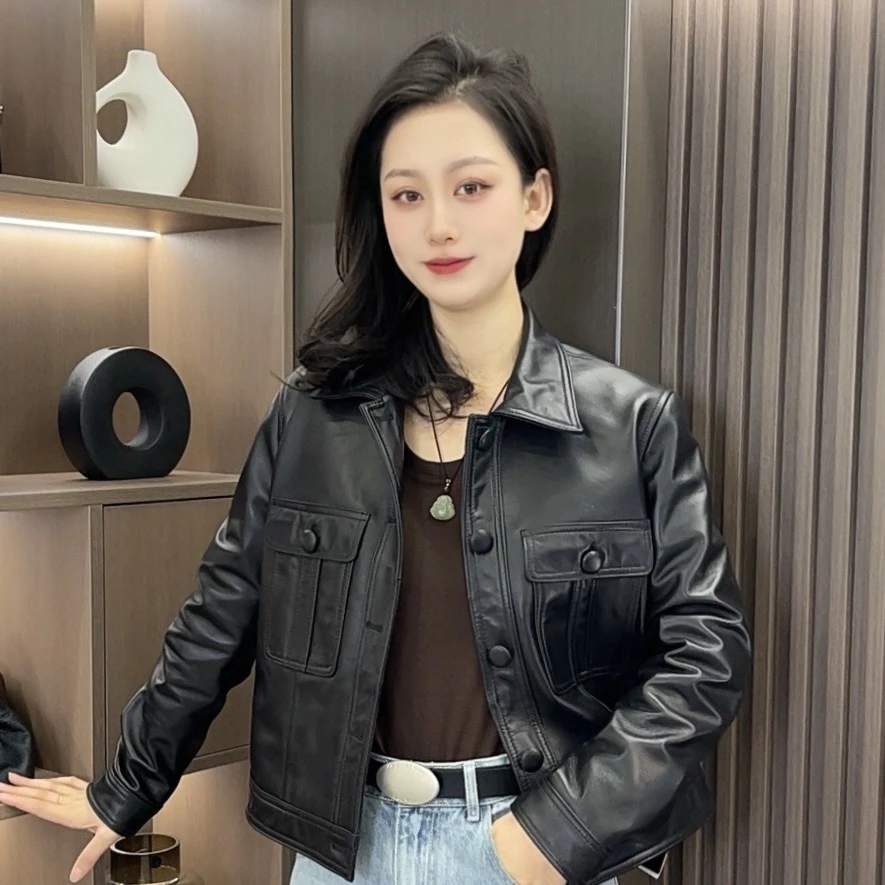 【薪多多推荐】百搭工装风韩版皮衣春季显瘦女-DUODUO-JDY808