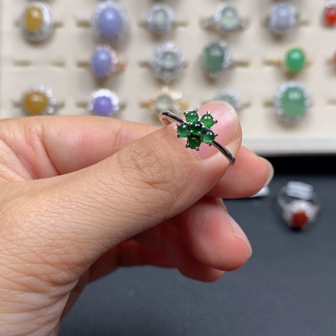 翡翠戒指银S925镶嵌一**号戒指