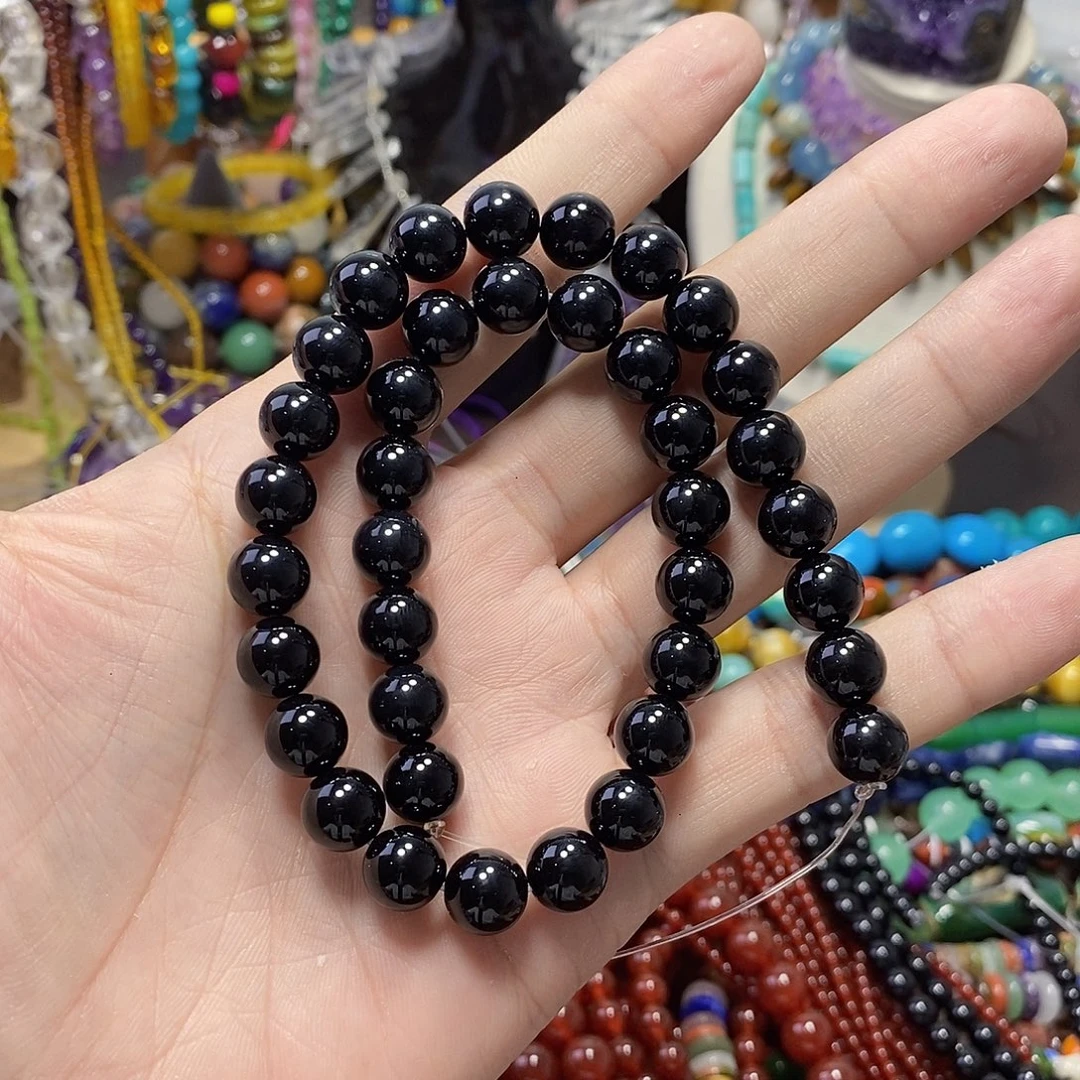 石英质玉未镶嵌，A品黑玛瑙10mm，