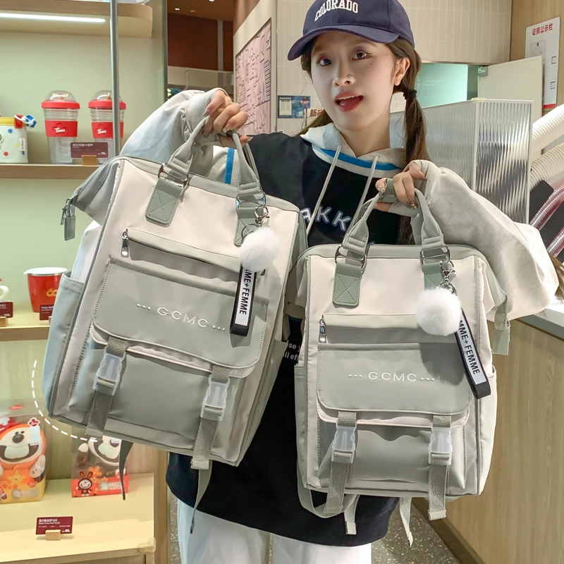 森系书包女初中生韩版高中生甜甜圈双肩包女大学生休闲通勤背包