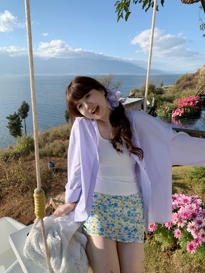 米米子“绮梦花境”油画感花花半身裙时尚气质春季新款显瘦裙子女