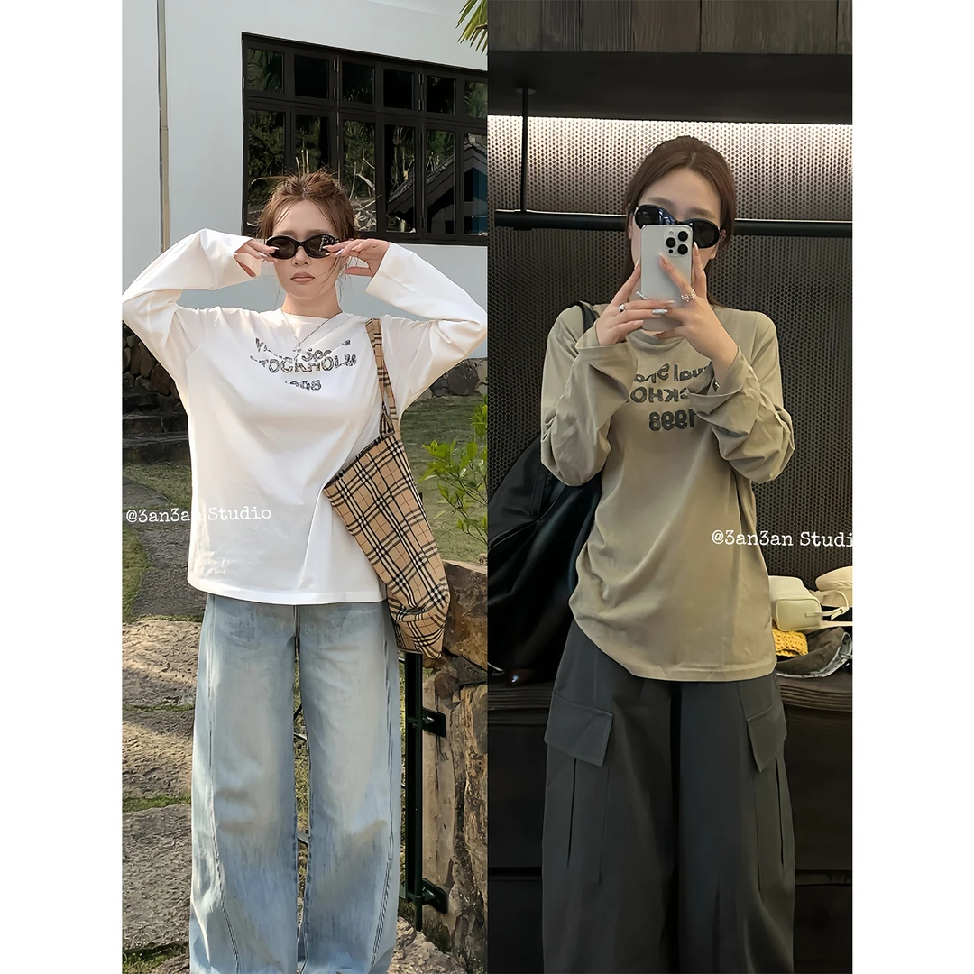 3AN3AN【忘忧岛】两色长袖字母防晒T恤百搭街头风舒适夏 3ANL022