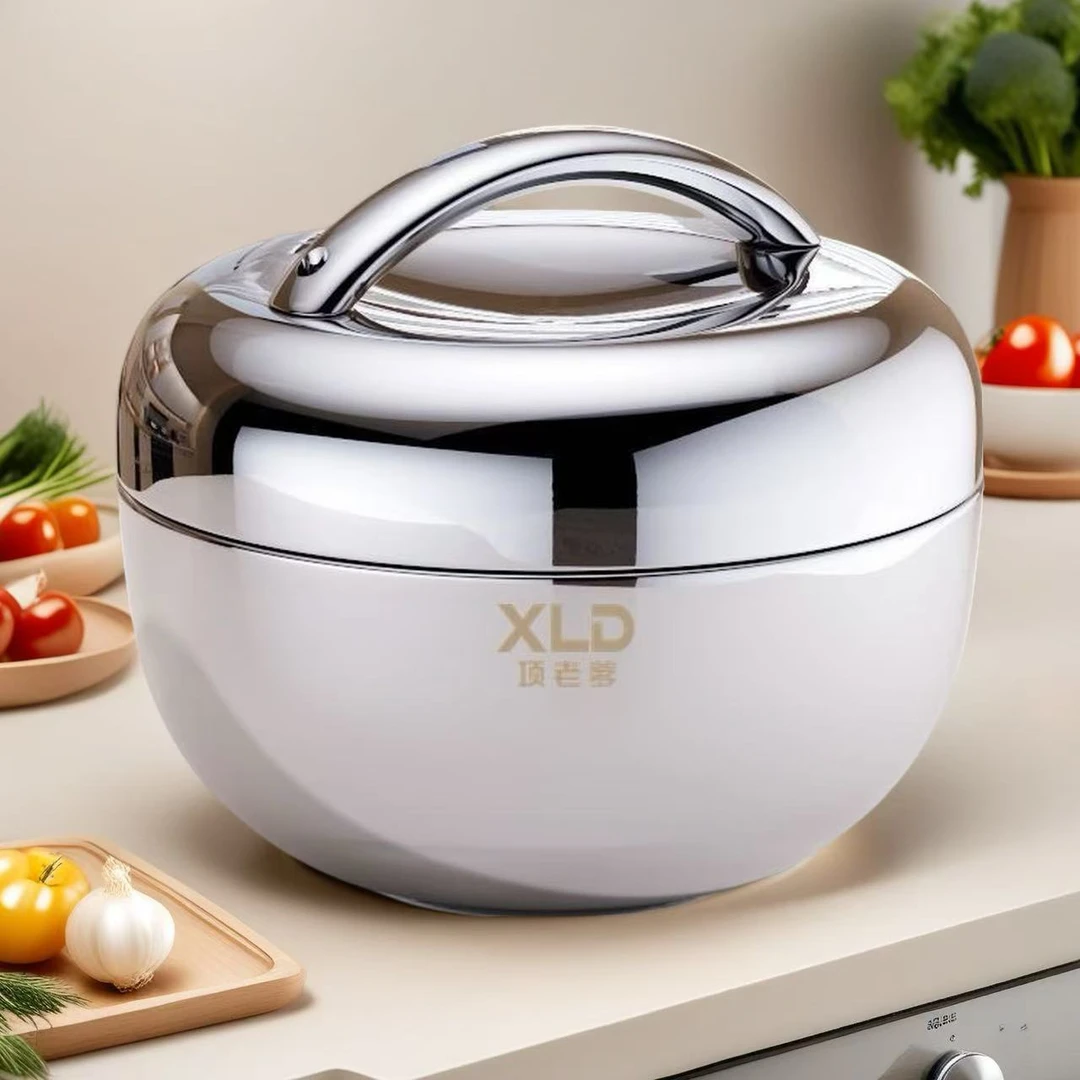 304不锈钢加厚苹果型饭盒手提带盖双层便当盒上班族学生快餐盒