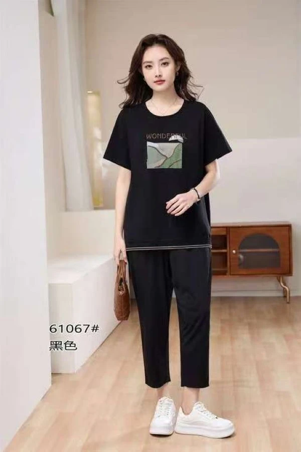 【衣联服饰】时尚显瘦百搭大码妈妈装短袖61067