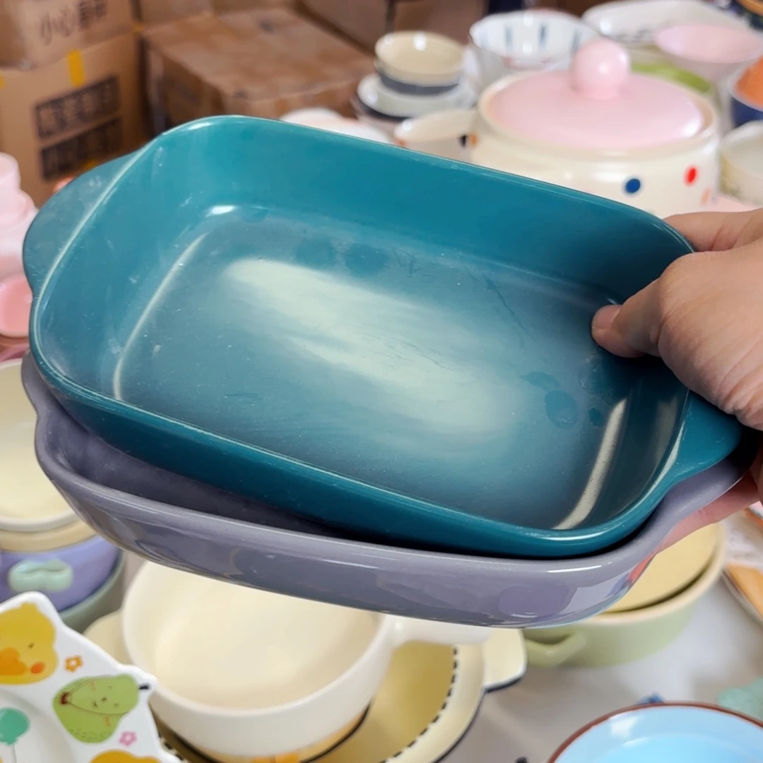 白瓷双耳长方形餐盘2个