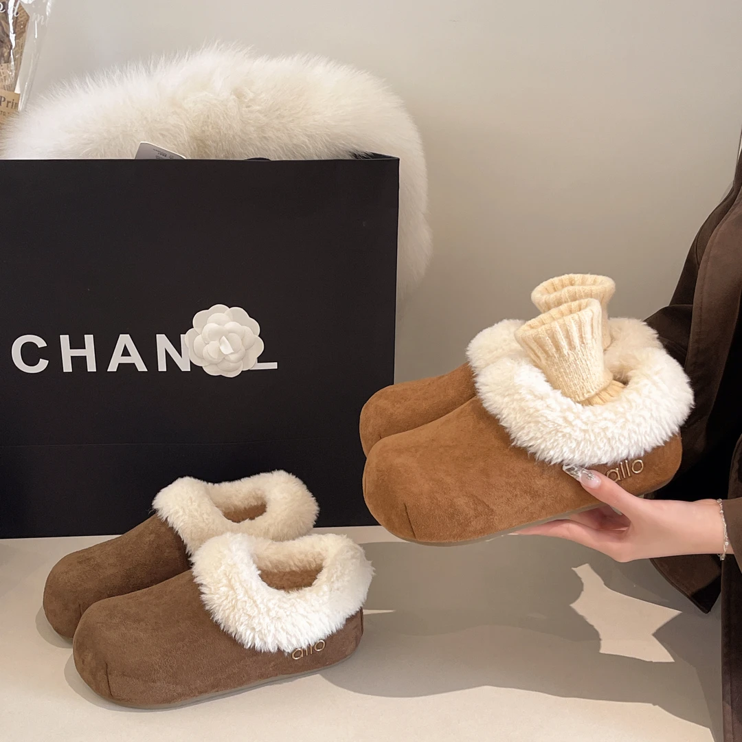 大头丑萌勃肯鞋女冬季加绒内增高毛毛鞋2025新款小土豆全包棉鞋