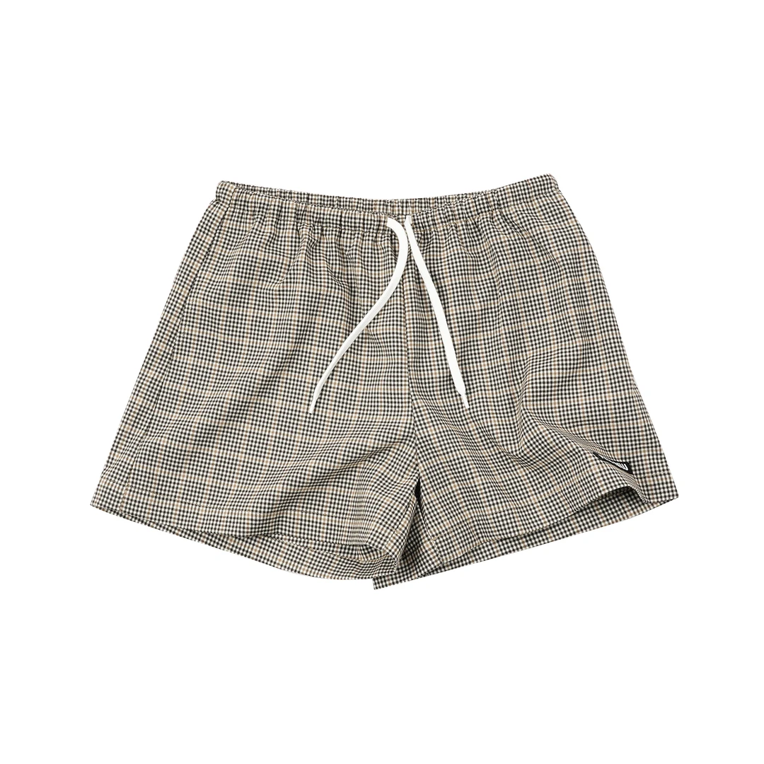 抽绳格纹刺绣标短裤YS5KA0388