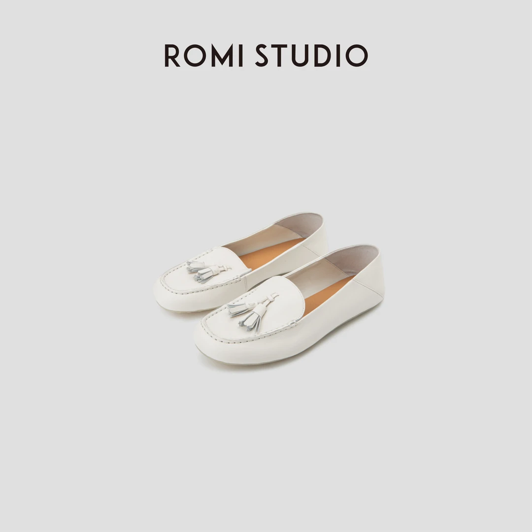 ROMI STUDIO“复古英伦”休闲流苏浅口平底一脚蹬懒人乐福鞋S3529