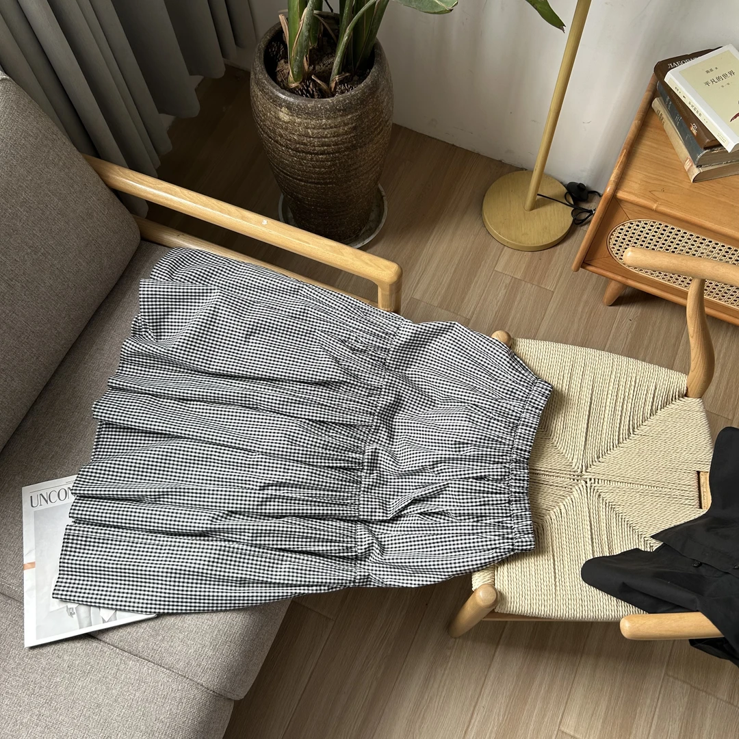 7月中旬 断码不退换！松紧腰A字裙花苞多重收褶工艺半身裙