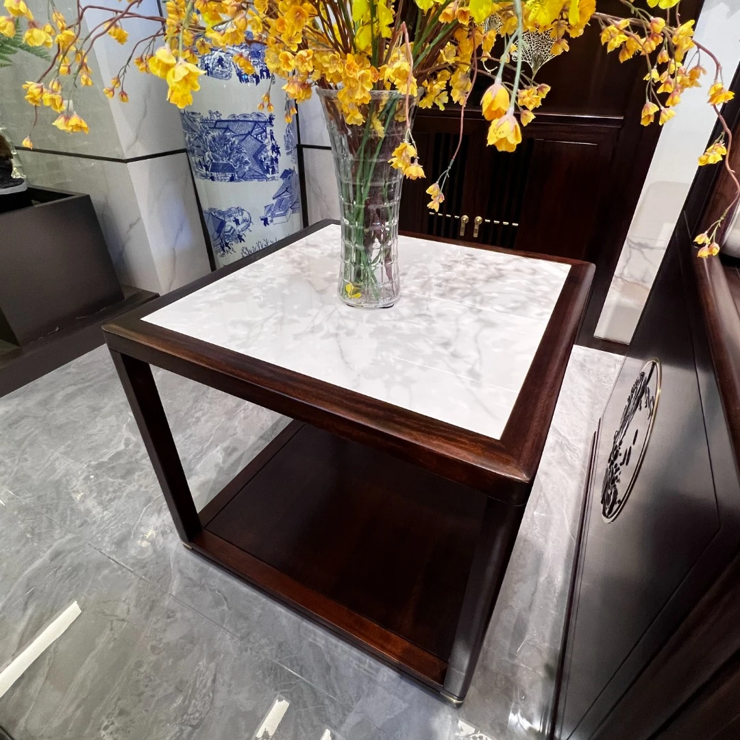 岩板面角几----黑檀全实木时尚轻奢新中式角几客厅方几方形家用