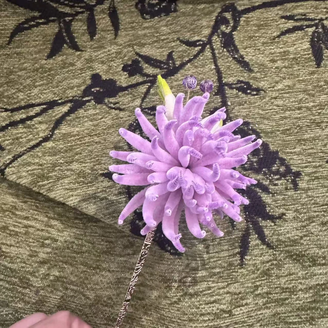 大麦吖古风发饰汉服绒花发簪 手工制作默认商品微瑕 商品均有色差