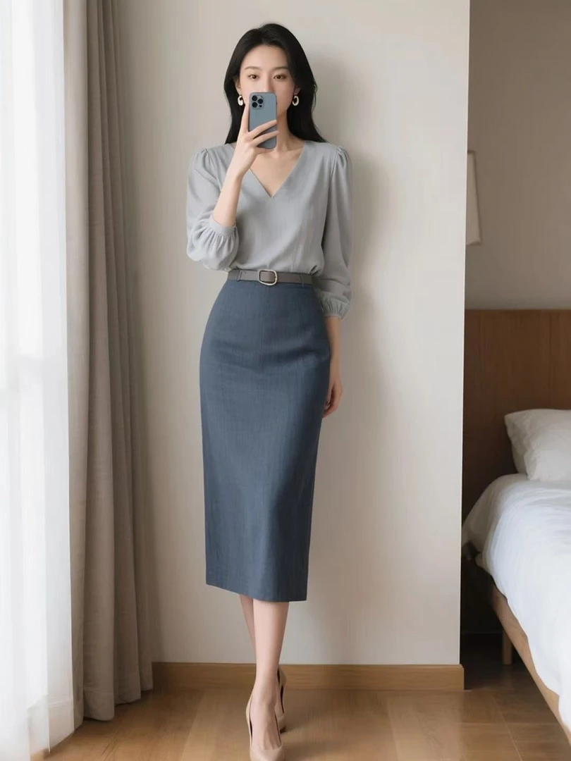 SS1950初秋季时尚穿搭成熟风显瘦两件套装半身裙子通勤优雅女士