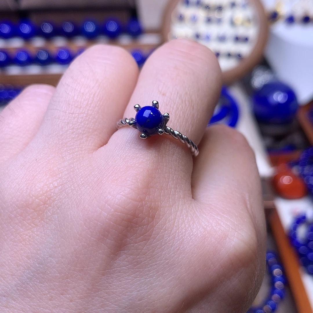 青金石银S925镶嵌戒指