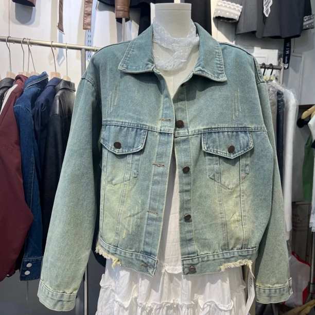 011 闪购女士牛仔外套时尚休闲短款潮流复古水洗韩版