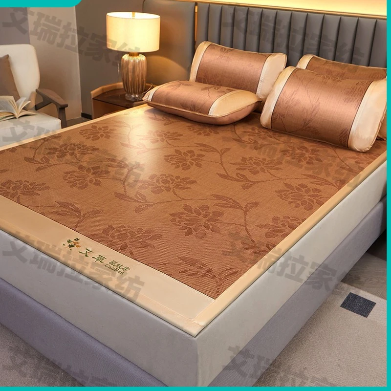 艾草加厚藤席双人席子可折叠冰丝席竹席单人艾草冰丝凉席