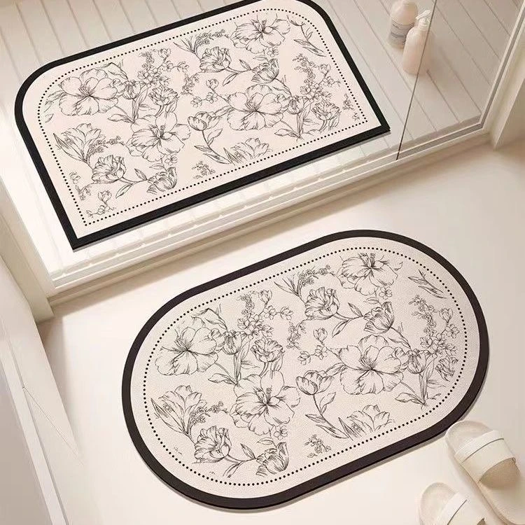 L383-【40X60两件装】硅藻泥入户门里门外垫喜庆玄关防滑免洗地垫