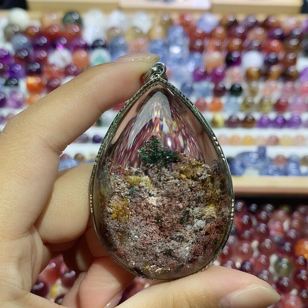 银S925镶嵌珠宝半成品水晶幽灵吊坠