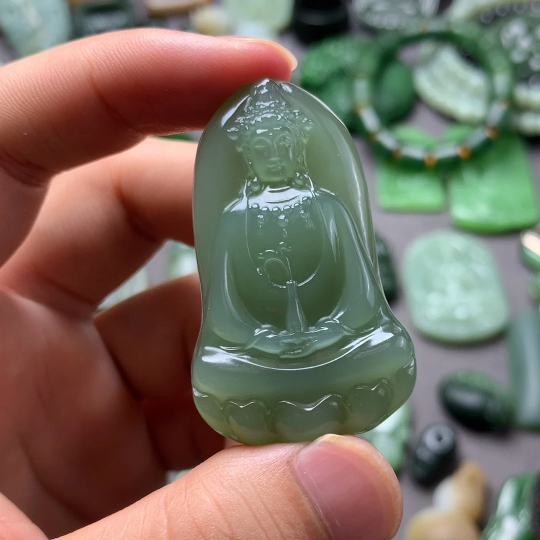 和田玉未镶嵌挂件玲*.