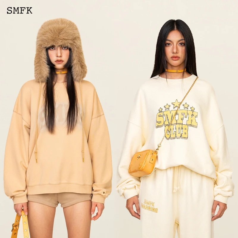 SMFK复古学院阔身卫衣 CP002CW 秋冬运动宽版长袖 张天爱程潇同款
