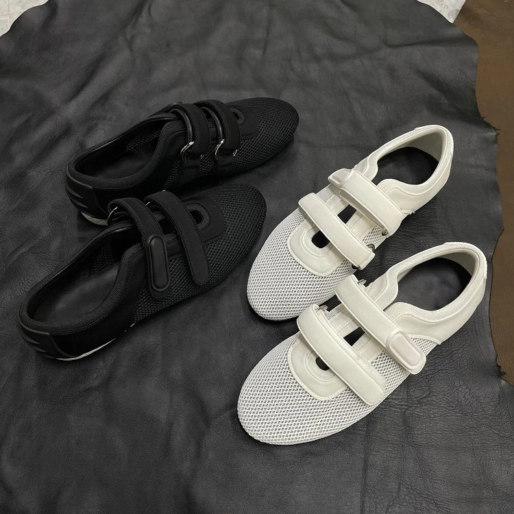 2025年新款魔术贴舒适平底德训鞋透气网面圆头芭蕾鞋休闲运动单鞋