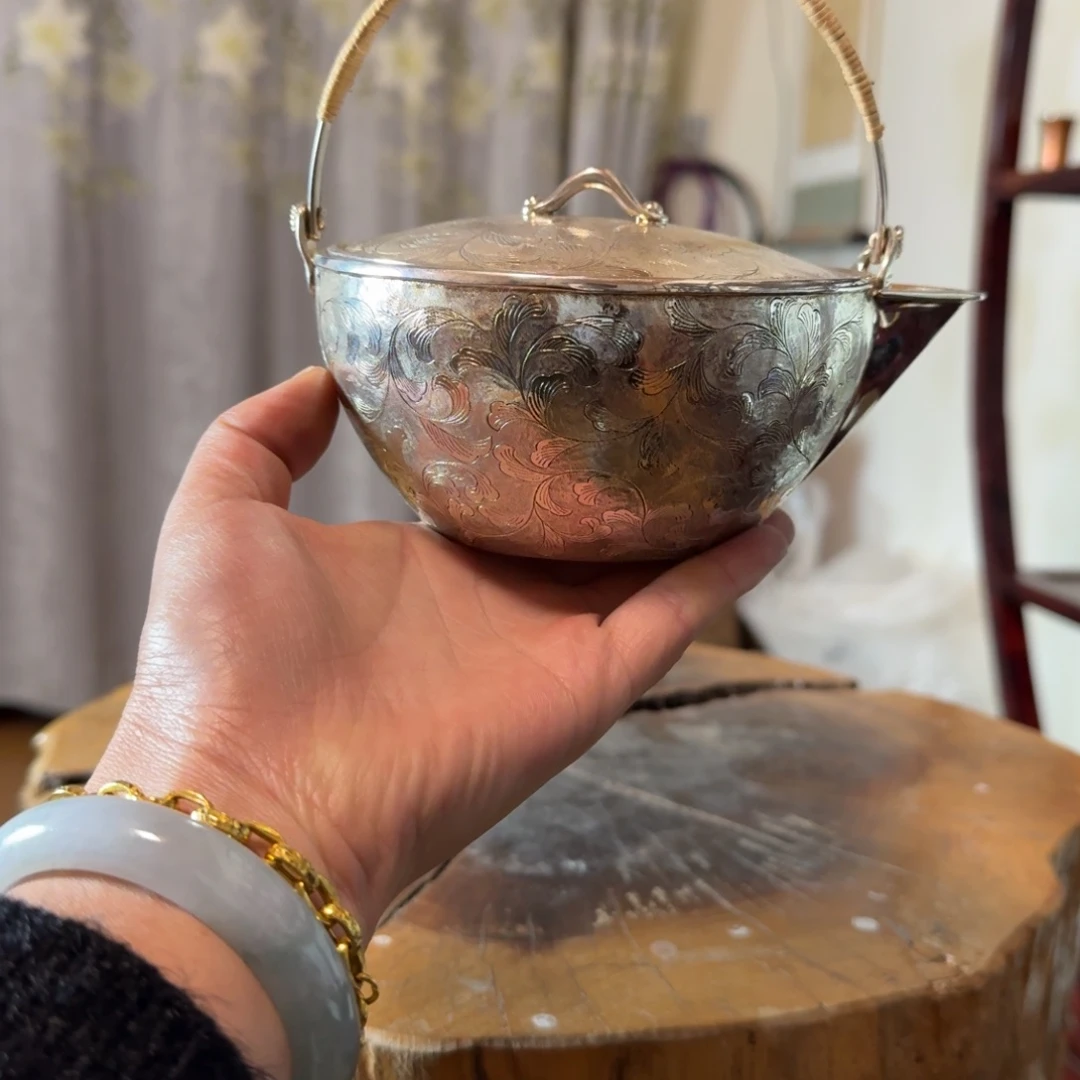 足银999纯手工日式提梁烧水壶401克