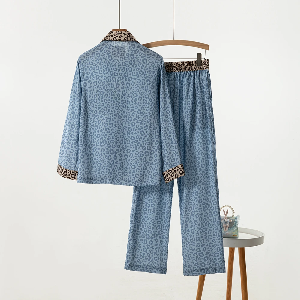 SS专属-可爱豹纹时尚长袖长裤家居服