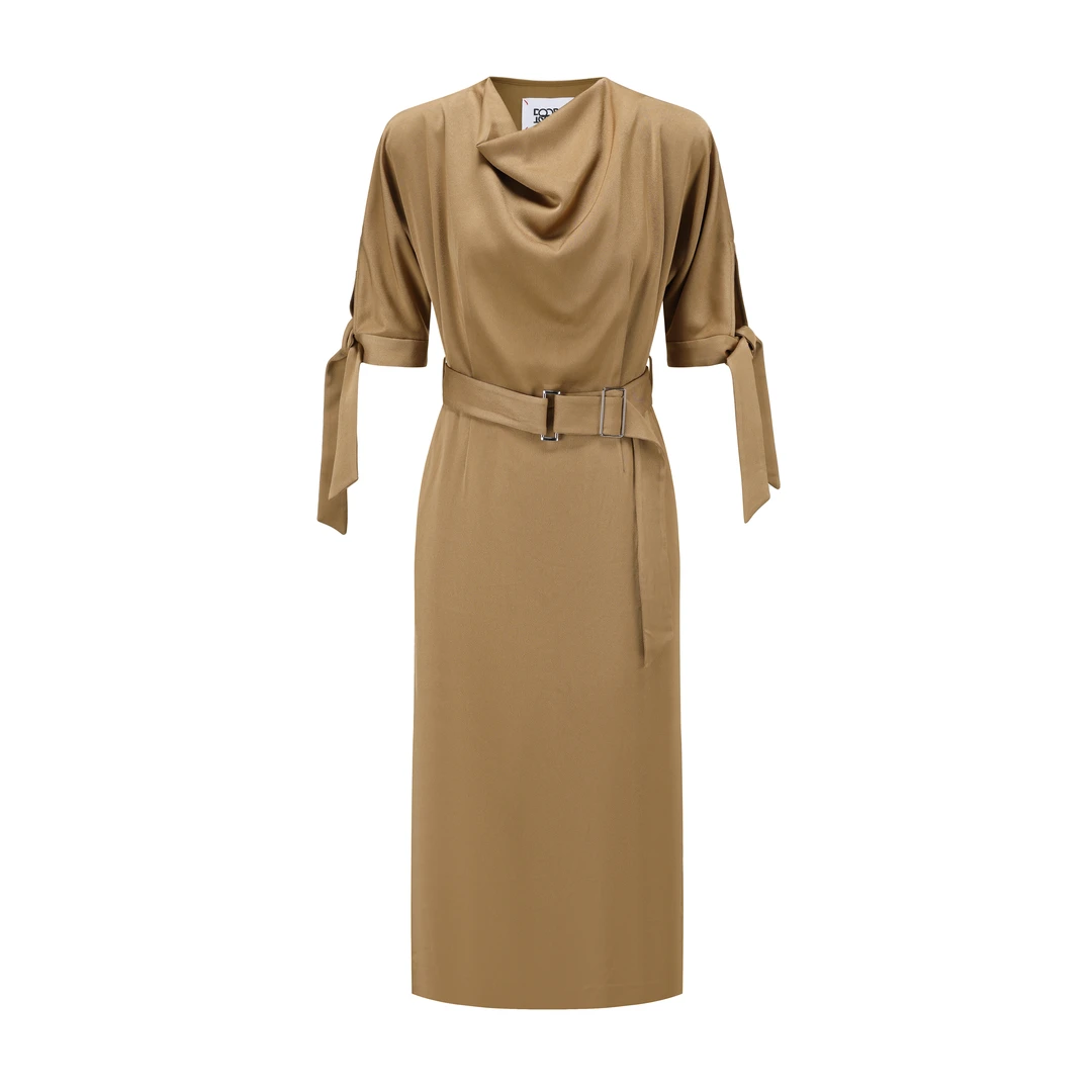 【顾文婷推荐】YOUWEI有尾醋酸荡领腰带连衣裙 DT5724407/DT5724408