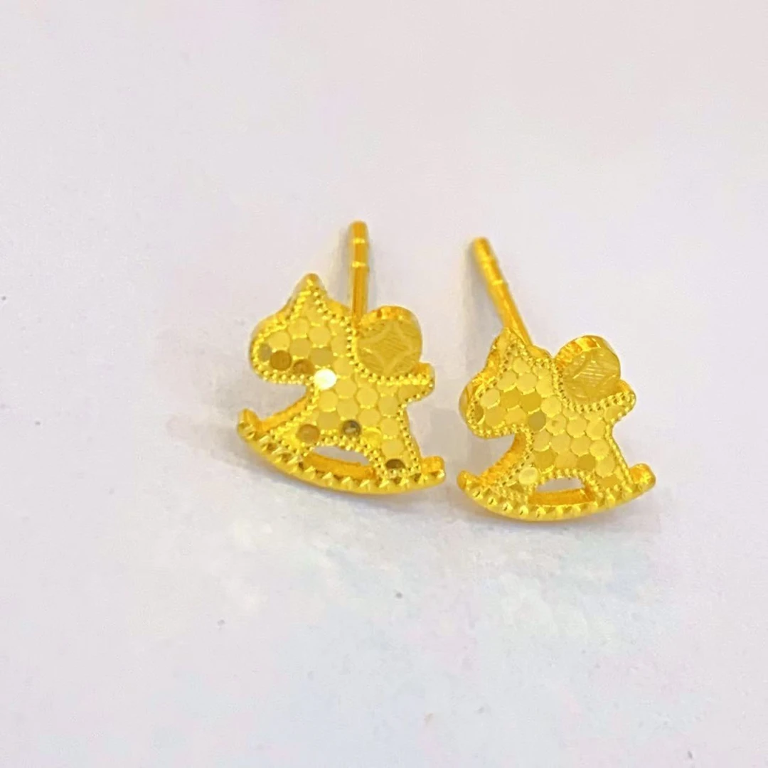 足金999木马时尚耳饰1.30g