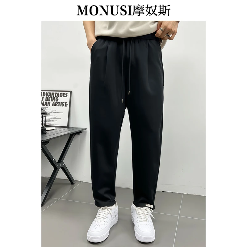 摩奴斯男士春季休闲裤子百搭外穿春季新款时尚休闲裤