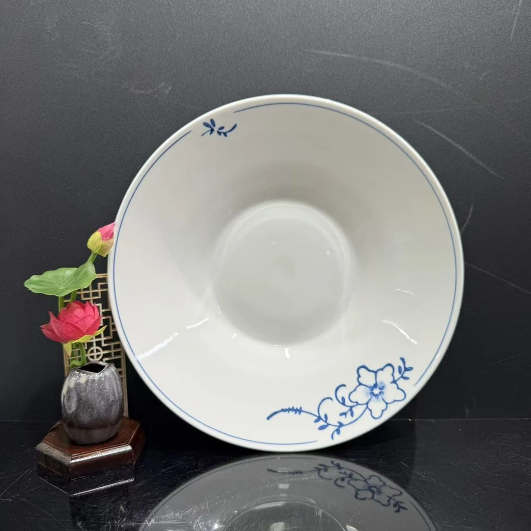 青花瓷兰花陶瓷复古斗笠面碗汤碗饭碗家用面馆酒店专用大碗釉下彩