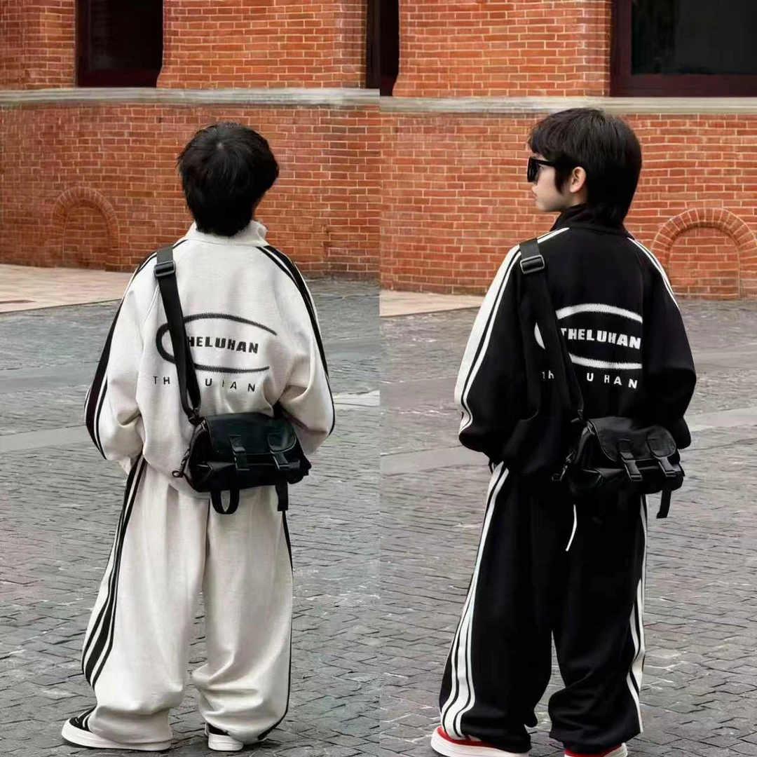 [现货]男童休闲秋季套装2025韩版新款儿童运动两件套男孩春秋长裤