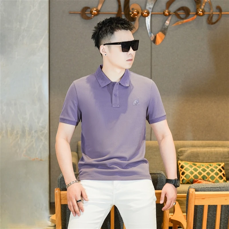 2025夏季新款翻领款短袖T恤男Polo衫新疆长绒棉半袖欧货潮882589