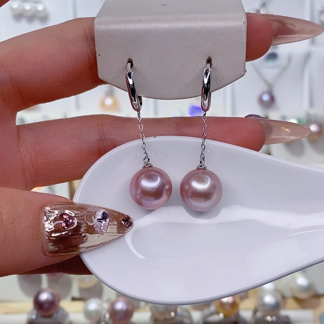 银S925镶嵌淡水珍珠耳饰