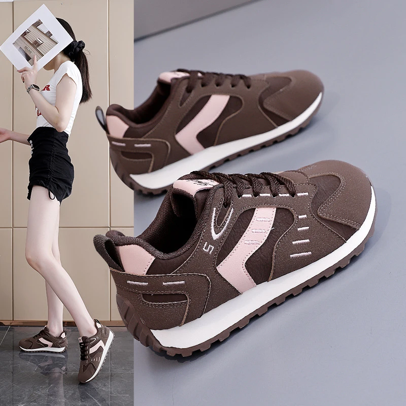 网红同款阿甘鞋2025秋季新款休闲运动鞋拼色厚底系带德训鞋女8852