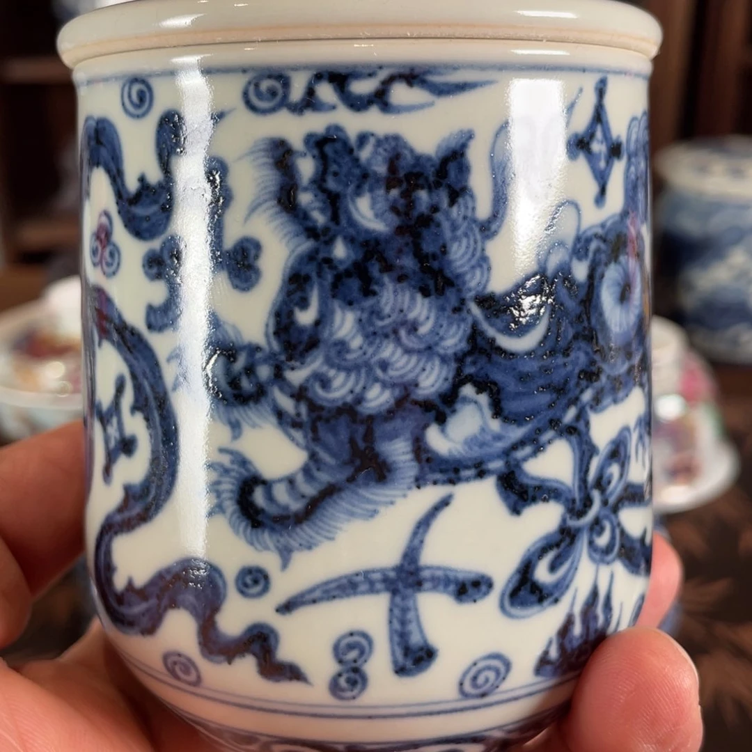 王*旺景德镇古蓝堂狮子茶业罐