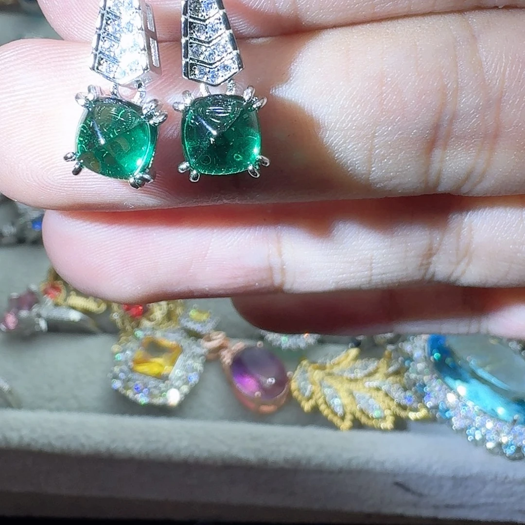 绿水晶戒指银S925镶嵌李*